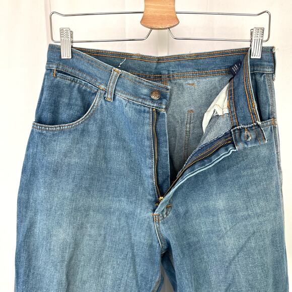 BRANDED LION VTG Hi Rise Flare Jeans Cord Trim Medium Wash Cotton Denim Blue - Picture 6 of 10